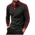 thumbnail image 2 of Polo Shirt Men Long Sleeve Button Down Tees Shirt Basic Black Mens Summer Dress Shirts, 2 of 8