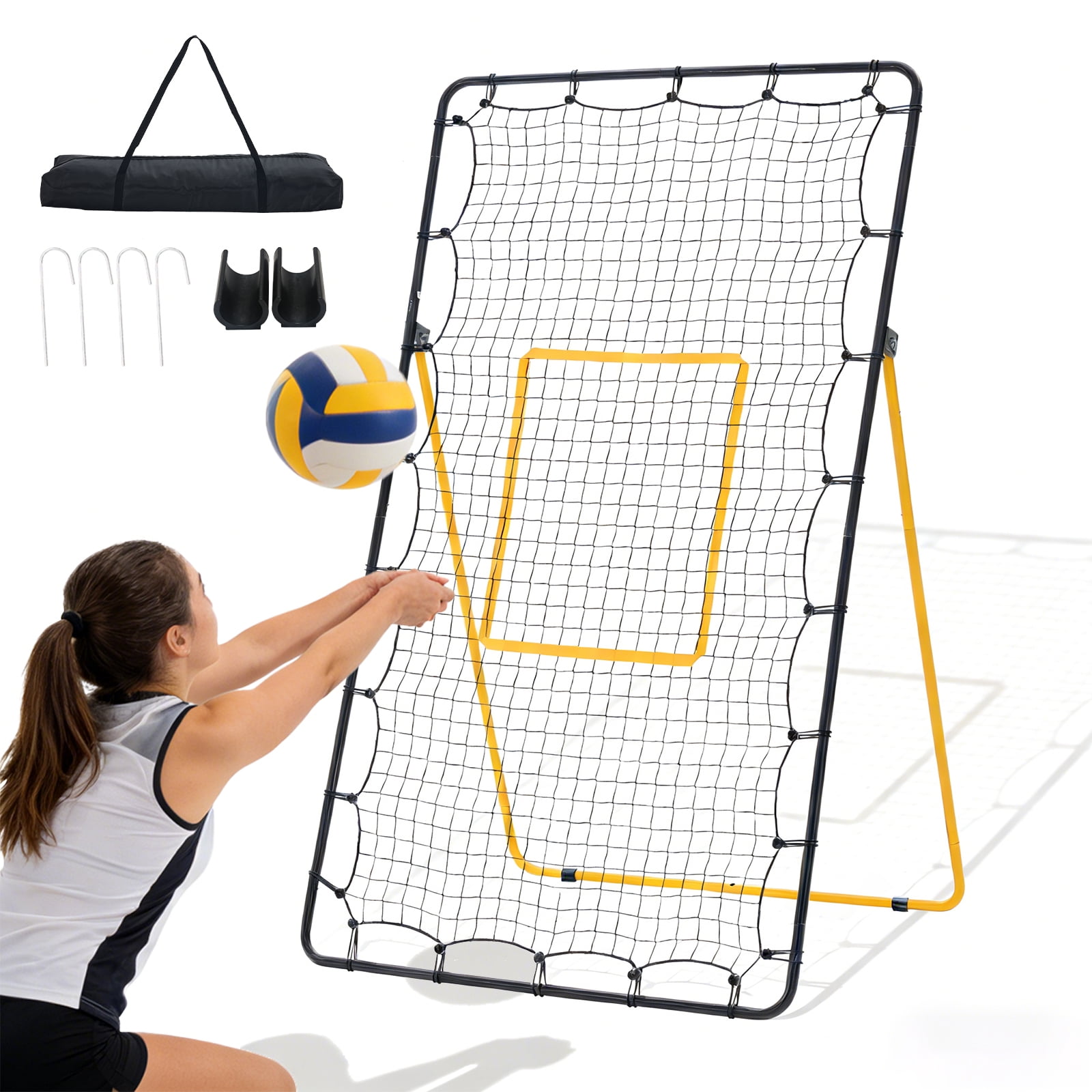 CONCETTA Volleyball Rebounder Net, Adjustable Angle Ball Return Equipment for Indoor Outdoor Use, Durable & Portable with Carry Bag