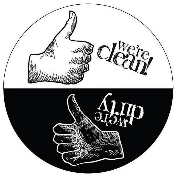 Dishwasher Magnet Clean Dirty Sign - Rustic Round Black & White Refrigerator Magnets (Thumbs Up/Thumbs Down - Artsy) -  Funny Housewarming Gifts by Flexible Magnets