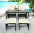 thumbnail image 2 of Patio Rattan Furniture Sets 5 Pieces PE Rattan Wicker Chairs with Table Outdoor Garden Furniture Sofa Sets W/Removable Cushions, Beige, 2 of 6