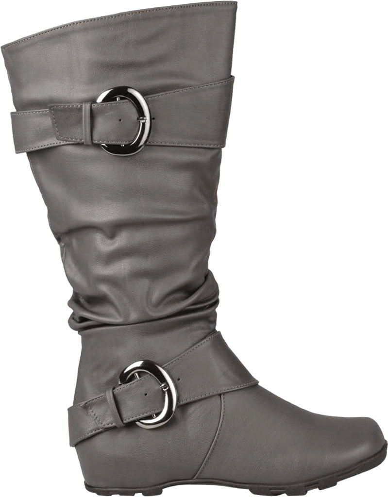 Women's Journee Collection Paris Extra Wide Calf Slouch Boot Grey Faux Leather 10 M