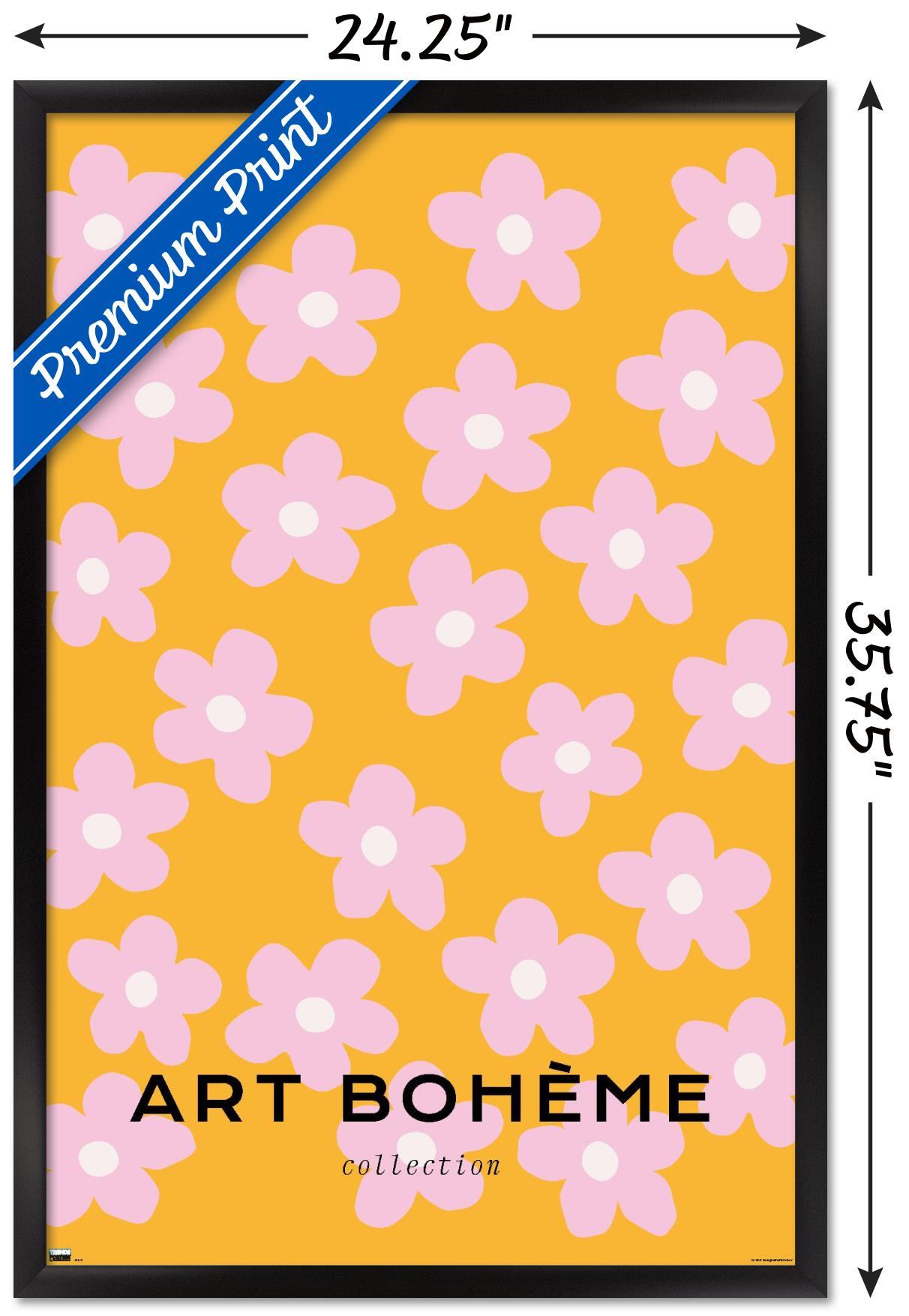 Art Bohème - Pink Flowers Wall Poster, 22.375" x 34" Framed