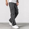 thumbnail image 4 of GrmtClth Mens Loose Cargo Denim Trousers, Cozy Street Outfit, Wide Leg Multi Pocket Jeans, Breathable Male Daily Commute Fashion Bottoms Gray XL, 4 of 5