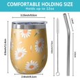 thumbnail image 5 of 12oz Stemless Wine Tumblers Yellow Daisy Flower Pattern Vacuum Insulated Stainless Steel Travel Tumbler Cups Mug with Lid and Straw for Champaign,Cocktail,Beer with Cleaning Brush, 5 of 5
