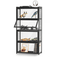 thumbnail image 3 of Magshion Modern 55" 4-Tier Transparent Display Cabinet with Acrylic Flip Door, Floor Standing Showcase Bookshelf, Curio Cabinet Collection Display Case for Living Room Bedroom Home Office, Black, 3 of 10