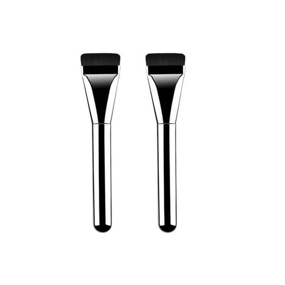 LQQBOX 2 Pcs Super Thin Blade Foundation Makeup Brush Thick Square Flat Flawless Foundation Makeup Brush, Soft Synthetic Bristles Blending Brushes (Thin Black Long)