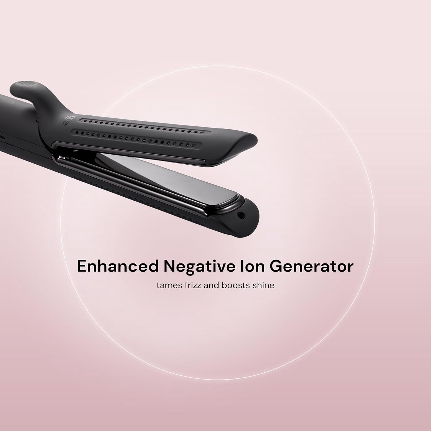 L'ANGE HAIR Le Duo Edge 360° Airflow Titanium Styler Blush | 1” Wide Titanium Plates with Rounded Corners & Softly Beveled Edges (Black)