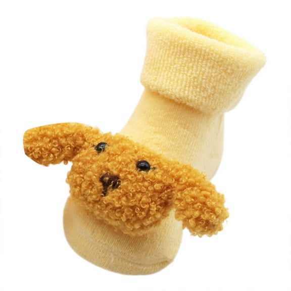 Povozer Cozy Fleece Baby Booties Baby Crib Booties Soft Soled Winter Shoes(Gold,0-12M)