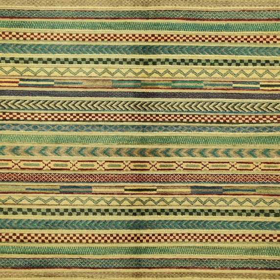 Ahgly Company Machine Washable Indoor Square Abstract Metallic Gold Area Rugs, 6' Square