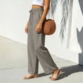 thumbnail image 5 of SROBPTY Fall Winter Plus Size Womens Pants Solid Drawstring High Waist Wide-Leg Bottoms with Pocket, 5 of 5