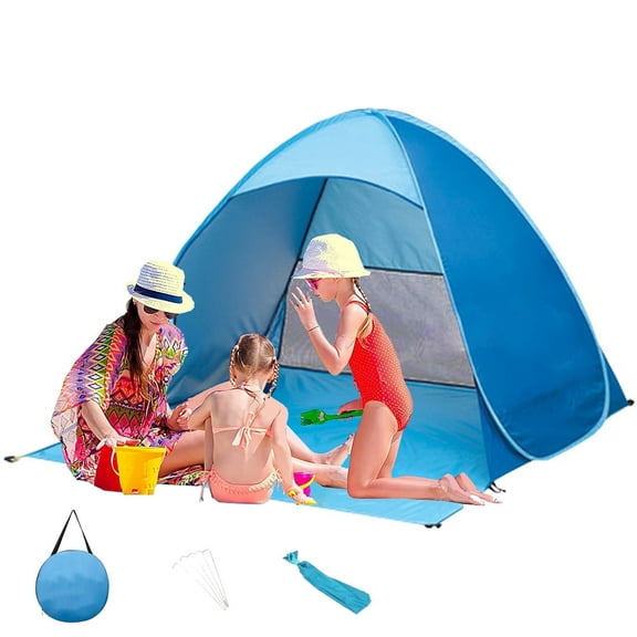 Pop Up Beach Tent Shade Sun Shelter UPF 50 Canopy Cabana 2-3 Person for Adults Baby Kids Outdoor Activities Camping Fishing Hiking Picnic Touring (Blue)
