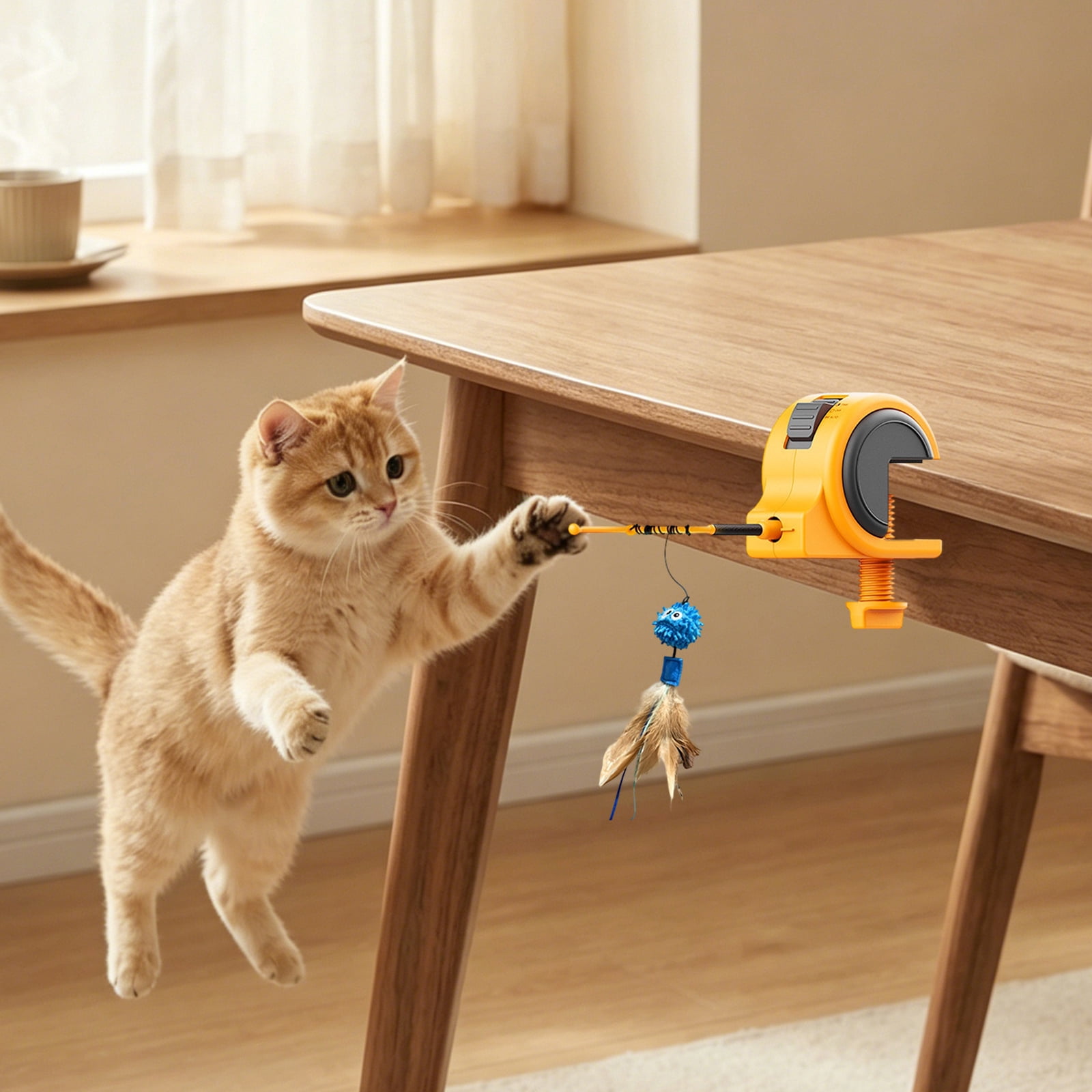 Electric Cat Toys, Cat Feather Toys, Automatic Rotating, Interactive Cat Toys for Indoor Cats, Accent, Plumage, 1 Pc