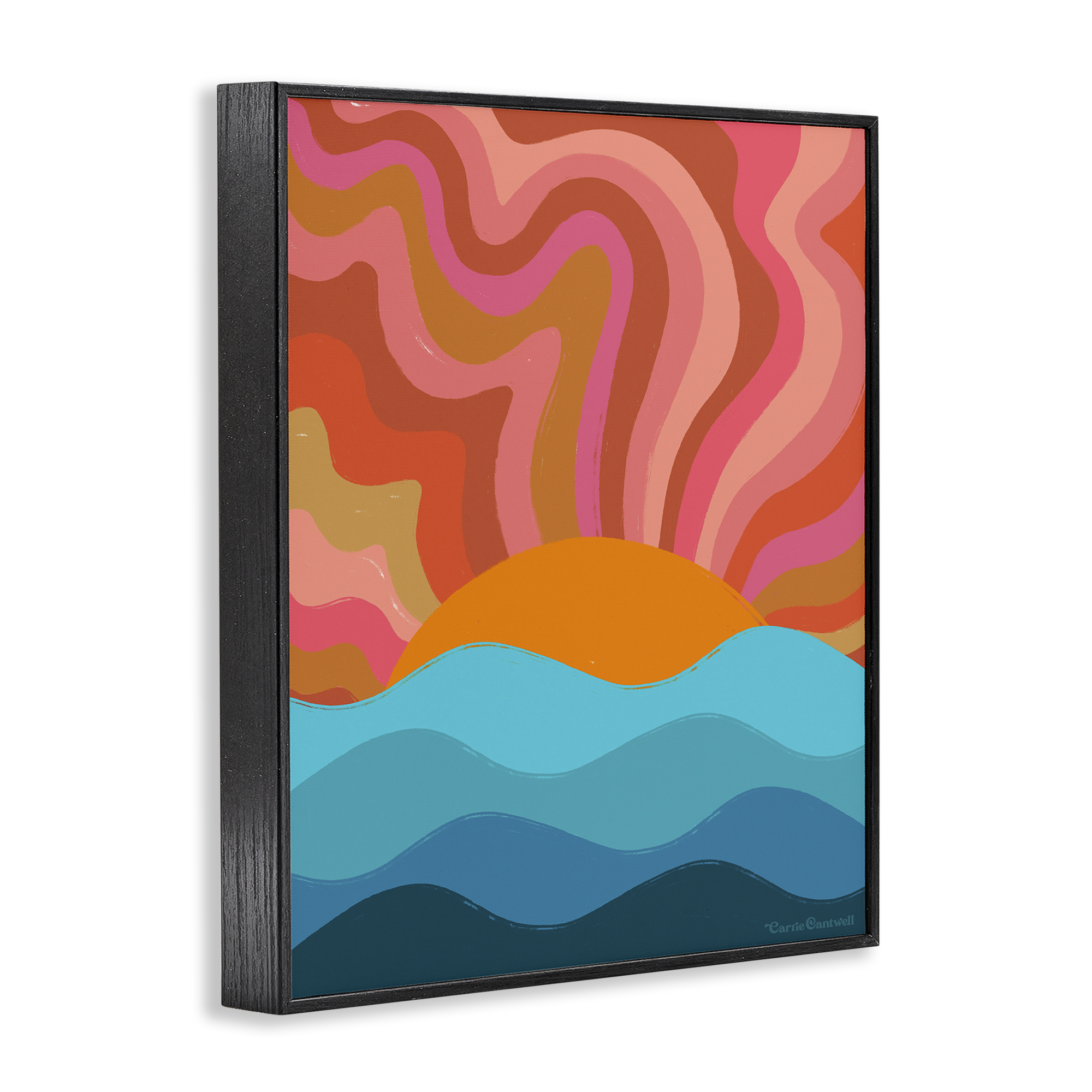 Stupell Industries Liquid Sunshine Funky Landscape Landscape Painting Black Framed Art Print Wall Art, 11 x 14