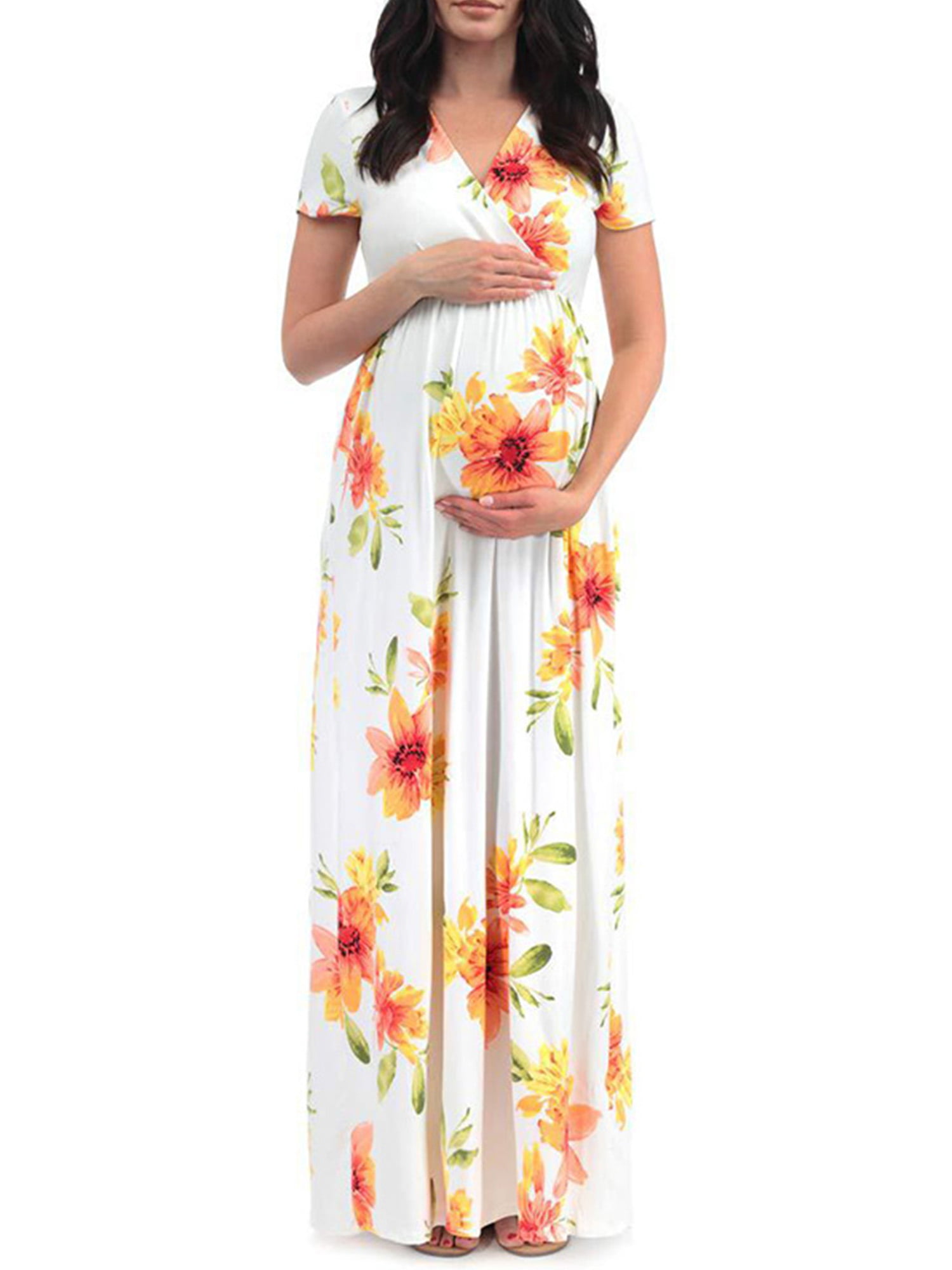 Women Floral Pregnant Long Maxi Dress Maternity Summer Holiday Nursing Dresses