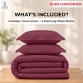 thumbnail image 2 of Kotton Culture 3 Pc Duvet Cover Queen Size/Full Size Set-100% Egyptian Cotton 600 TC Ultra Soft Premium Durable Comforter Cover Zipper Closure & Corner Ties- (Red Burgundy, 90" X 90"), 2 of 8