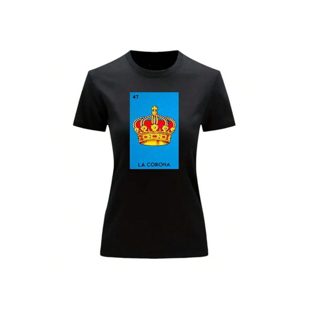 Playera Unisex De La Corona De La Loteria Mexicana Color Negro Talla Grande Marca Emil SaEs