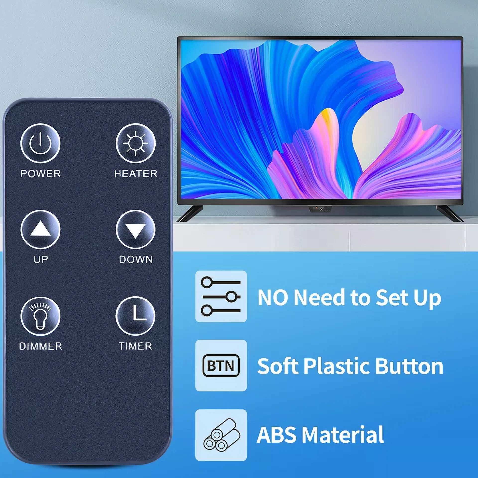 FR40XD Replacement Remote Control For Great World GW-6088TBT & GW-6078TBT Electric Fireplace Heater – Infrared Wireless