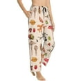 thumbnail image 2 of Disketp Retro Autum Mushrooms Print Women'S Comfy Pajama Pants Casual Drawstring Palazzo Lounge Wide Leg Pants, 2 of 9