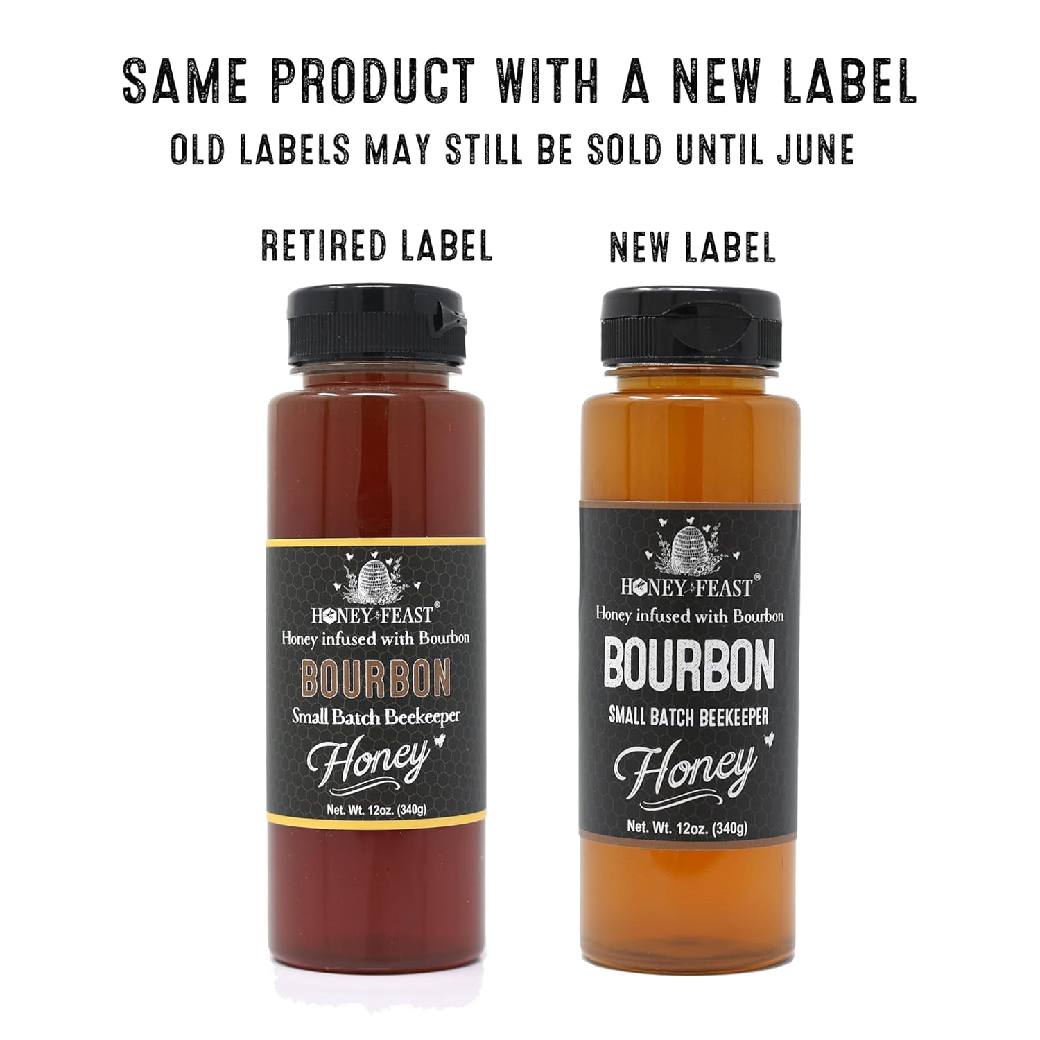 (3 pack) HONEY FEAST Bourbon-Infused Sweetener 12 OZ | Artisanal Small-Batch Raw Blend | Ideal for Bourbon Enthusiasts & Gourmets