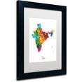thumbnail image 2 of Trademark Fine Art "India Watercolor Map" Canvas Art by Michael Tompsett White Matte, Black Frame, 2 of 2