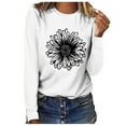 thumbnail image 2 of kayannuo Fall Clothes For Women Women Top Casual Long Sleeve Daisy O-neck Sweatshirt Pullover Blouse White, 2 of 4