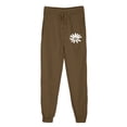 thumbnail image 3 of Sakmal Athleisure Pants Women Winter Joggers Sweatpants Floral High Waisted Full Length Brown Pants with Pockets, 3 of 4