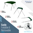 thumbnail image 3 of NEH 4-Bow Boat Bimini Top Boat Cover w/ Rear Support Poles 85-90"W, Fade-Proof, 900D Marine Canvas, Storage Boot, Sun Shade Canopy for Pontoon, V-Hull, Fishing, Jon Boat - 8'L x 54"H (Hunter Green), 3 of 9