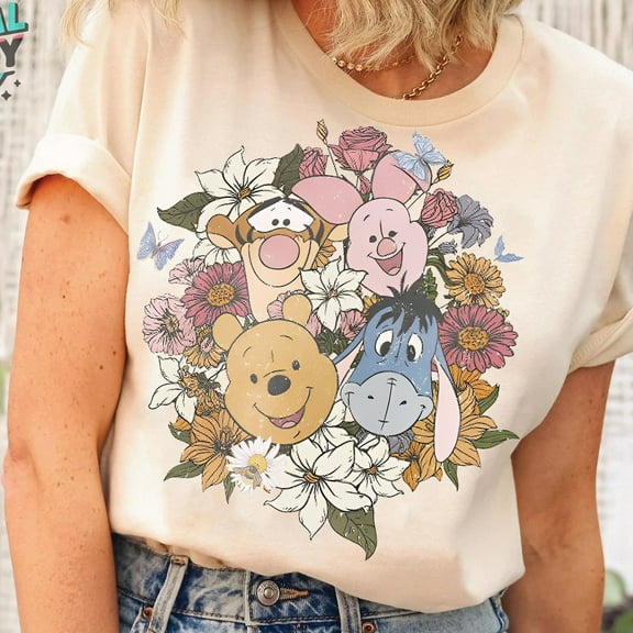 Disney Winnie The Pooh Floral Shirt, Cute Piglet Tigger Eeyore Tshirt, Disneyland Matching Tee, Disney Vacation Holiday, Animal Kingdom