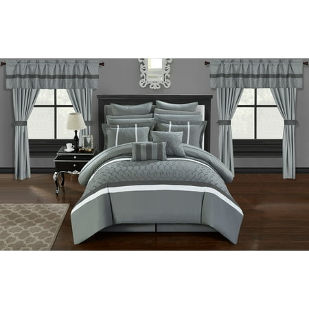 Chic Home Dinah 24 Piece Bed in a Bag Comforter Set, King, Off- White