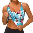 thumbnail image 3 of Balery Hawaiian Style Sujetadores deportivos con espalda cruzada para mujer, acolchados, sin costuras, de alto impacto, ideales para yoga, gimnasio, entrenamiento y fitness.-Small, 3 of 8
