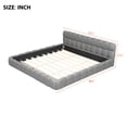 thumbnail image 3 of King Size Grounded Bed, Upholstered Platform Bed with Cloud Soft Headboard, Modern Low Profile Design Solid Wood Platform Bed, No Box Spring Needed, Gray, 3 of 8