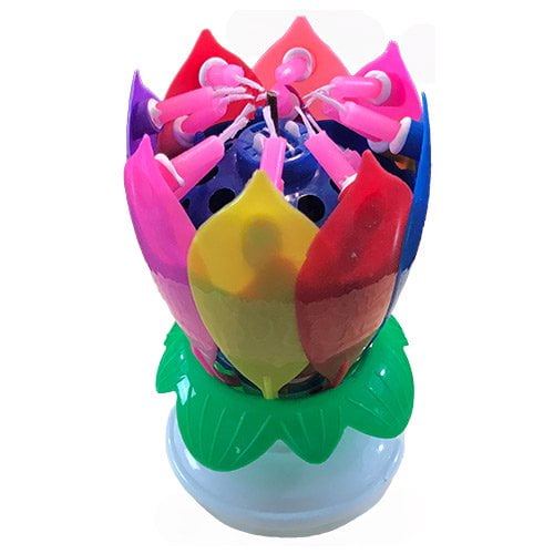 PMU Lotus Flower Musical Birthday Candle Spinning Birthday Cake