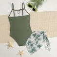 thumbnail image 6 of Shadoumai Girls One Piece Swimsuit 12-14 Trim Wrap Tie Back Girls Swimwear Tankini Quick Dry & Stretchy Tropical Print Ruffle Bathing Suit Tween Adjustable Straps Padded Swimwear with Cover Up Pants, 6 of 8