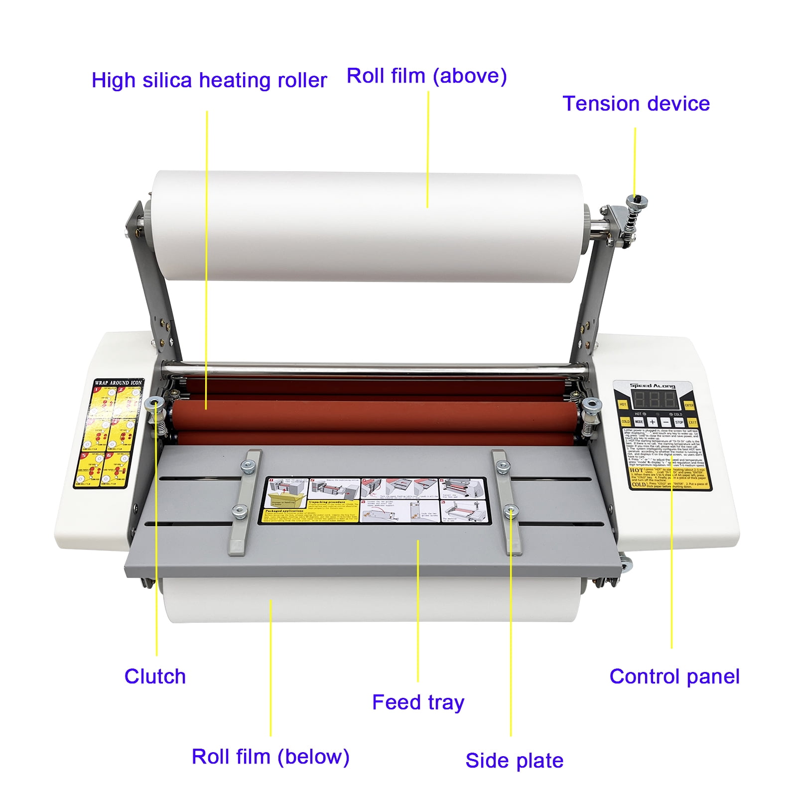 Hot Cold Roll Laminator 110V Doubel Side Laminator Laminating Machine with 0-180℃ 110V