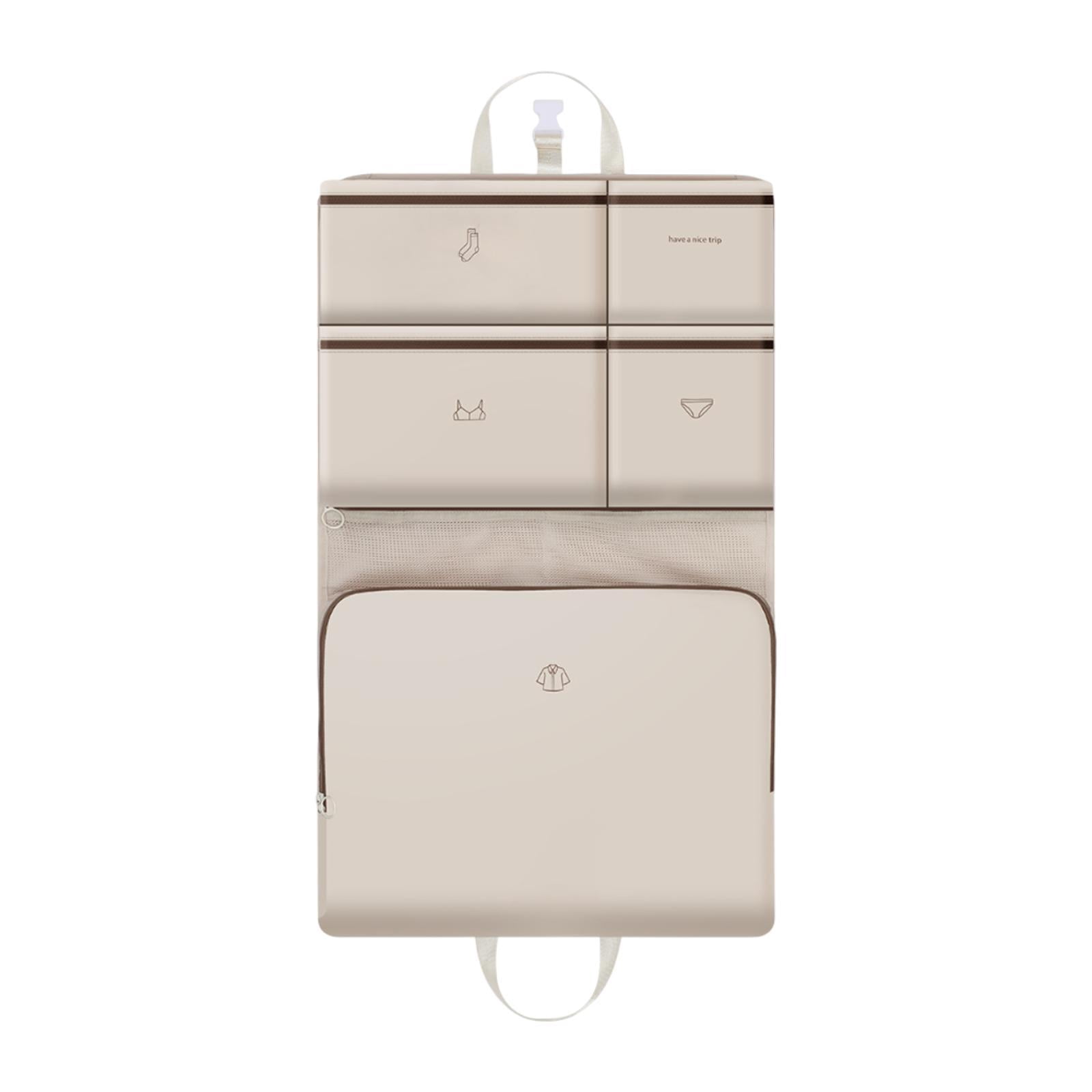 Fiocias Packing Cube Clothes Underwear Storage Bag Luggage Organizer Carry on Waterproof Beige