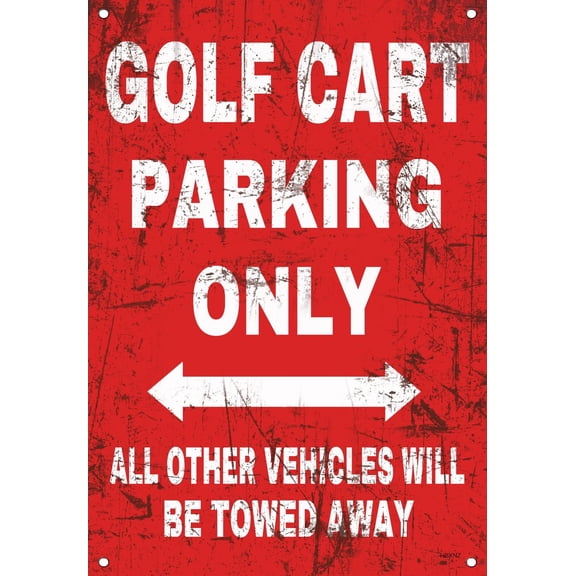 Vintage Golf Cart Parking Only Tin Sign Home Decor Road Metal Plate Wall Decor Street Metal Poster Parking Metal Sign 8X12inch