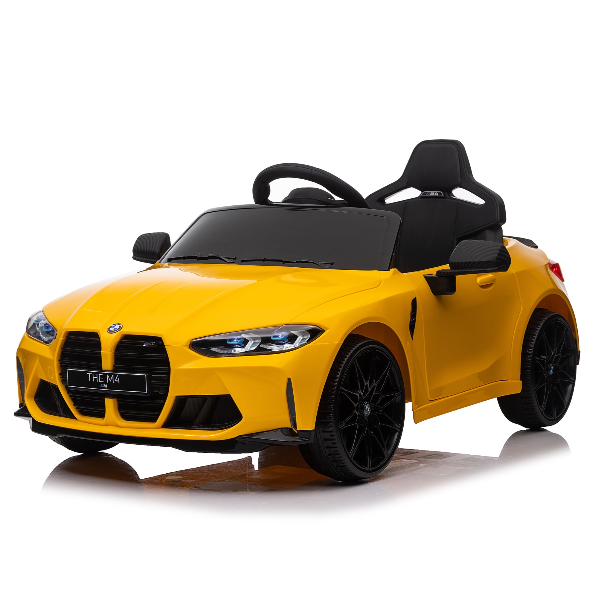 CIPACHO Licensed BMW M4 12V Ride On Car for Kids with 2.4G Parents Remote Control, Wheels and A Pull, Electric Kids Car Toy, Yellow CIPACHO Licensed BMW M4 12V Ride On Car for Kids with 2.4G Parents Remote Control, Wheels and A Pull, Electric Kids Car Toy, Yellow