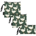 thumbnail image 2 of Haosy 3 Pack Reusable Ziploc Bags BPA Free Healthy Food Storage Bag Leakproof Sandwich Snack Freezer Bags White Duck on Green, 2 of 7