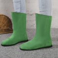 thumbnail image 2 of Bmisegm Bottes Courtes Rétro Noires à Talon Bas pour Femmes Nouvelles Bottes Simples de Printemps et d'Automne Bout Rond Semelle Plate Chaussettes Bottes Élastiques Coupe Ajustée Chaussures Bottes pour Femmes Vert 9, 2 of 8