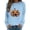 Z1Light Blue, variant on Trendfront Womens Halloween Pumpkin Face Sweatshirts Crewneck Long Sleeve Rhinestone Graphic Jack O Lantern Design Casual Fall Pullover Tops