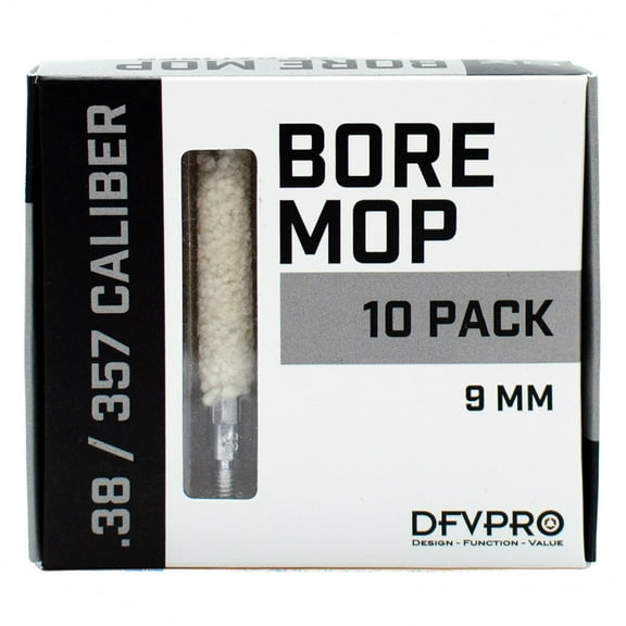 DFVPRO Cotton Bore Mops {9mm/.38/.357}, 10 Pack