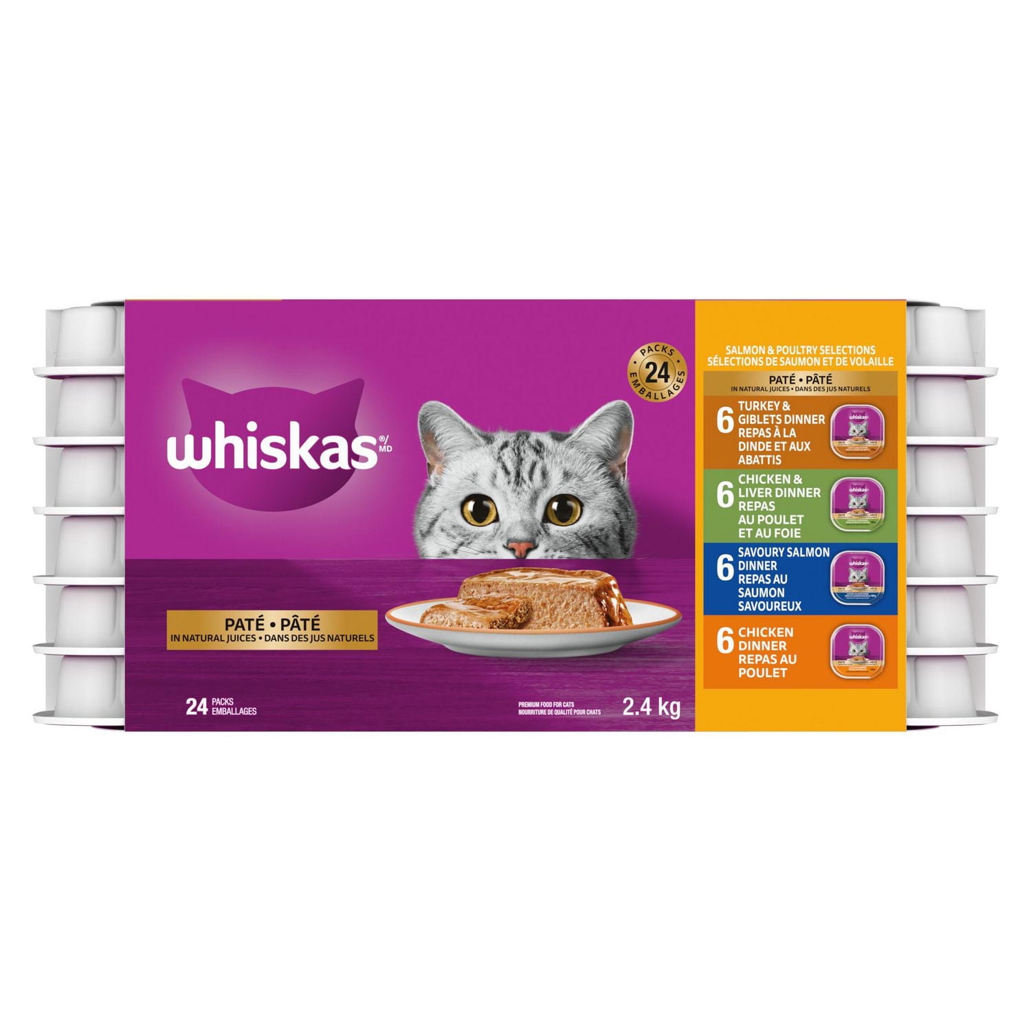 Whiskas Salmon & Poultry Selections Paté Variety Pack Adult Wet Cat Food
