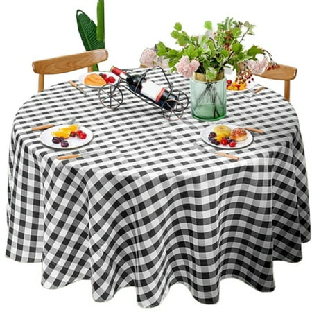 

2Pcs Checkered Tablecloth Round Stain Resistant Wrinkle Resistant and Spill Proof Gingham Tablecloths Decorative Table Cover for Kitchen