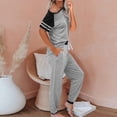thumbnail image 3 of CNKOO Ensembles de Détente Femmes Pyjama Femmes Pantalons Femmes Patchwork Manches Courtes Col Rond Chandail Loisirs Hauts + Ensemble, 3 of 5