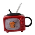 thumbnail image 2 of Taza de cerámica para café, bebida, taza de dibujos animados para café, té, forma de TV pequeña, linda Rojo, 2 of 9