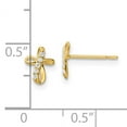 thumbnail image 3 of Finest Gold 14K Yellow Gold CZ Cross Post Earrings, 3 of 3