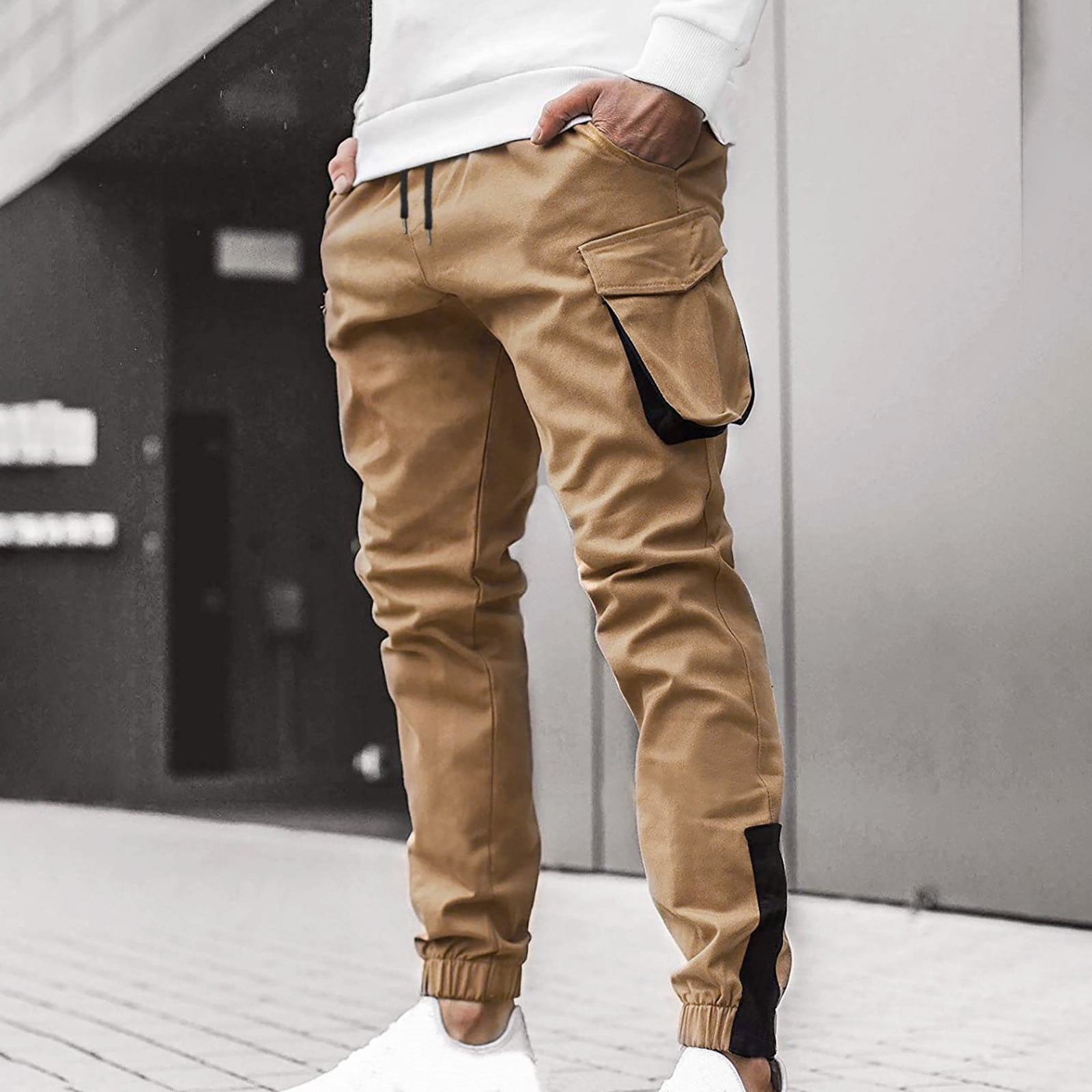HUPOM Mens Dress Pants Regular Fit Fashion Men Pants Cargo