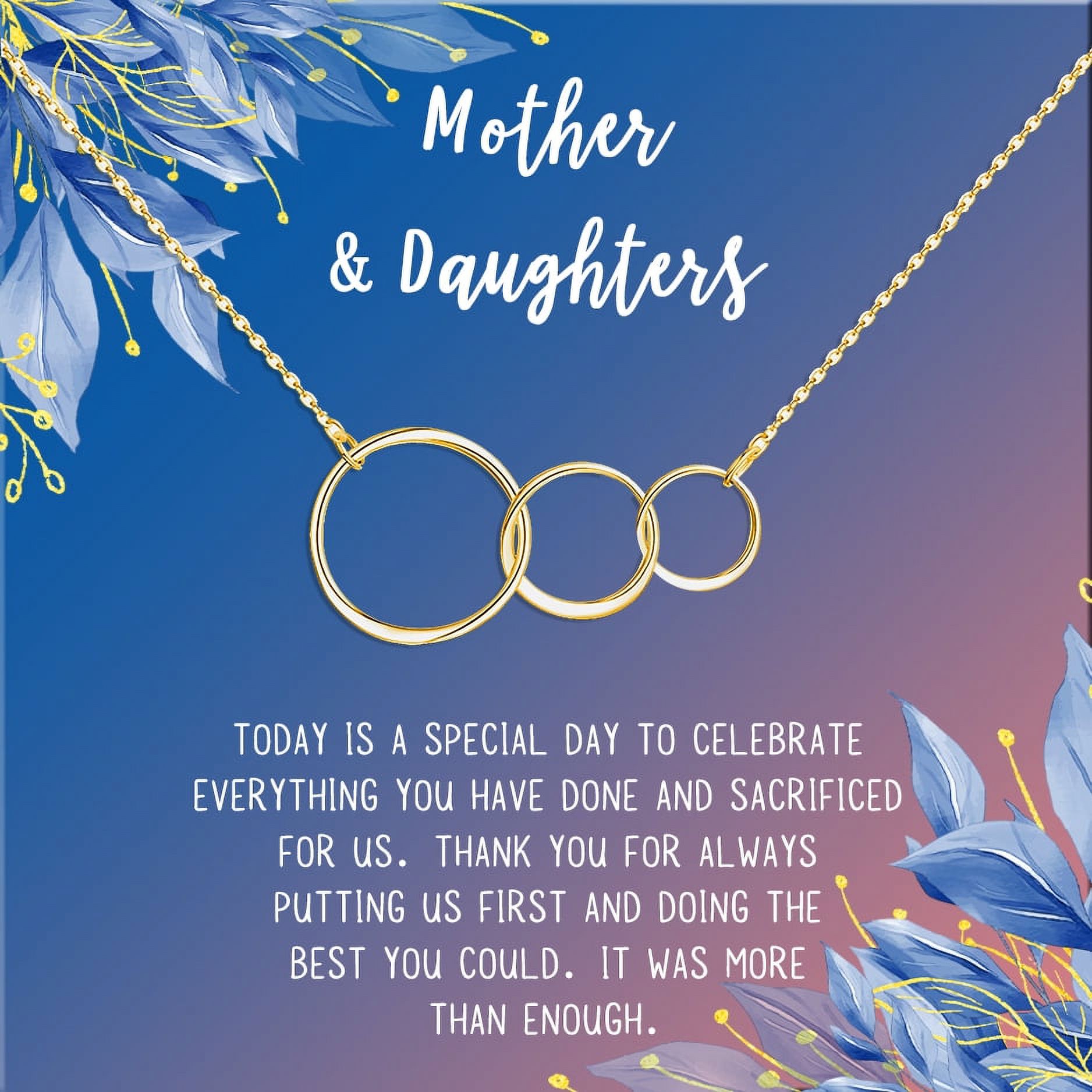 Mother and Daugther Mother's Day Gift, Mother's Day Gift from Daughter, Mother Day Gift Ideas, Necklace and Card Gift for Mom, Gift for Mom[Gold Triple Infinity Ring,Blue-Orange Gradient]
