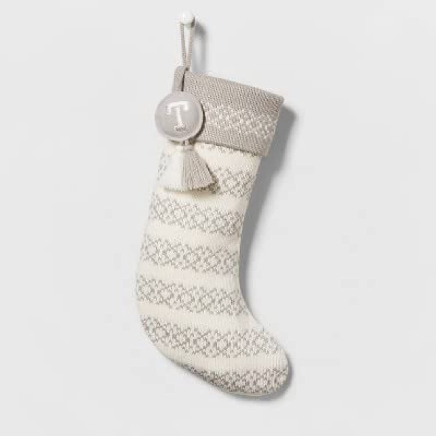 Letter H Initial Monogram 19" White Holiday Knit Stocking Xmas Target Wondershop 