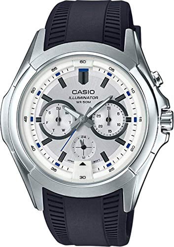 casio enticer white dial men's watch